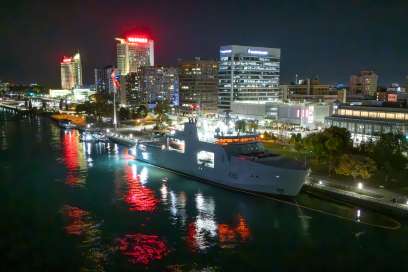 HMCS Harry DeWolf Docks At Dieppe Gardens